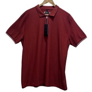 Denim & Flower Ricky Singh Men's Shirt XL Rust White Trim Honeycomb Pattern NWT
